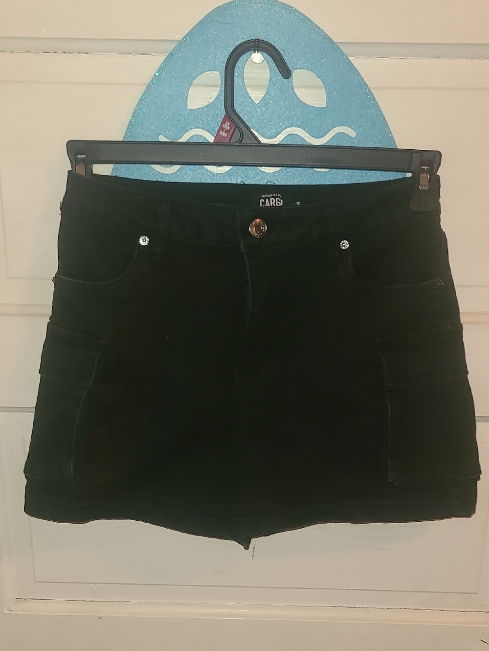 refuge Black Cargo Mini Skirt-Style Shorts